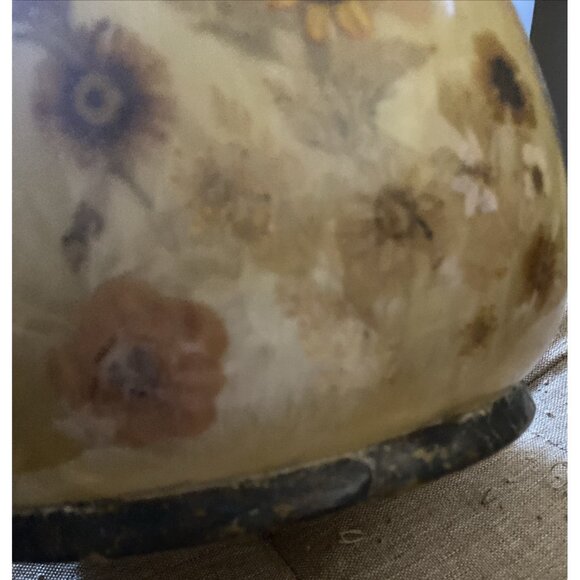 Vtg MCM Lucite Acrylic Honey Swirl Real Pressed Flowers Waste Basket Vase 10.5" - Picture 7 of 12